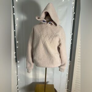 T Factor Sherpa Fleece Hoodie W★ Beige Teddy Pullover Cozy Soft Hoodie Small
